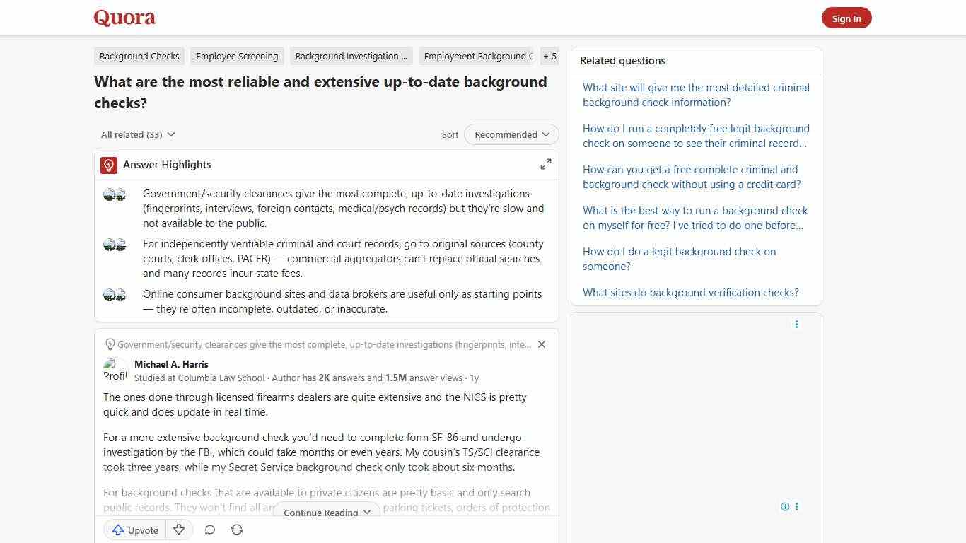 What are the most reliable and extensive up-to-date background checks? - Quora